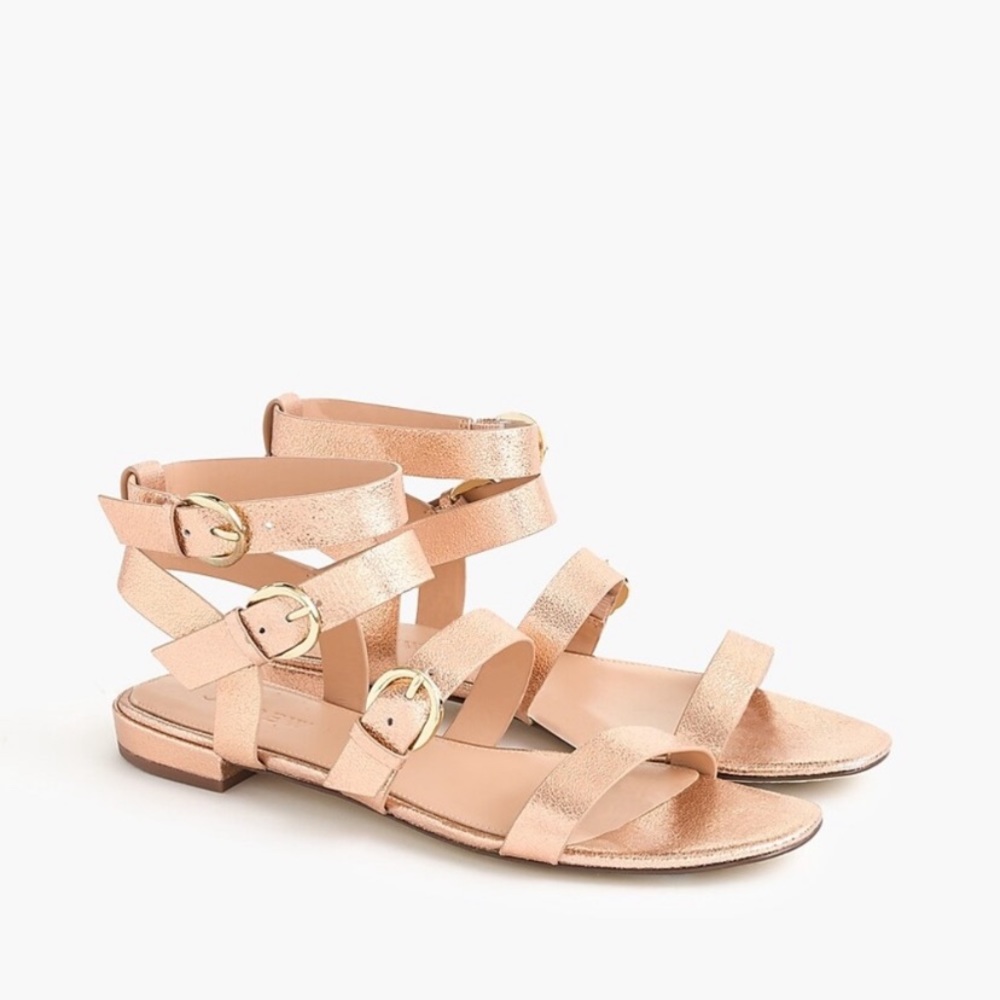 NEW in Box J.Crew Rose Gold Metallic Leather Gladiator Sandals